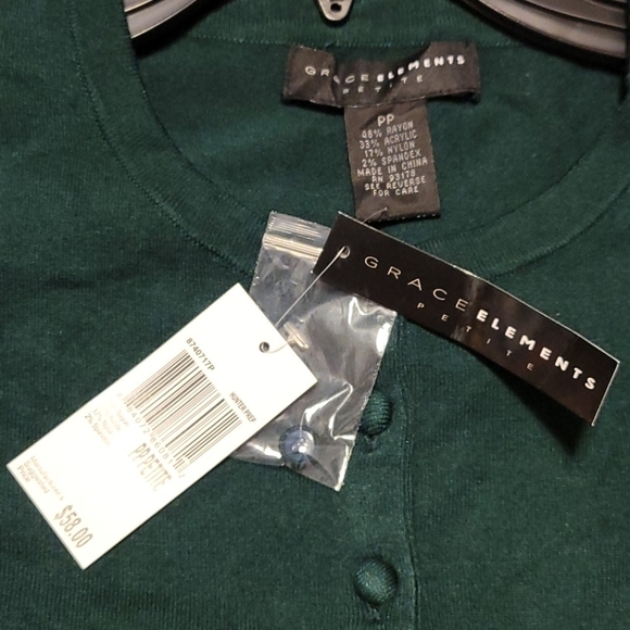 Grace Elements Hunter Green 3/4 Sleeve Cardigan Sweater - Picture 3 of 4